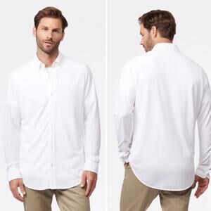 Psycho Bunny Astor Long Sleeve Cotton Pique Oxford Button Down Shirt White Sz XL